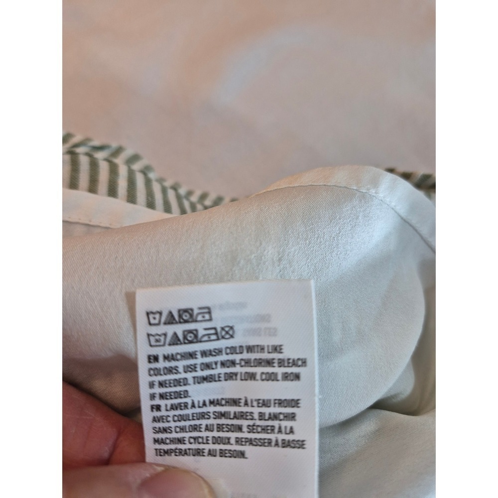 American Eagle Green Stripe Embroidered Cottagecore Puff Sleeve Mini Dress Large - Picture 10 of 10